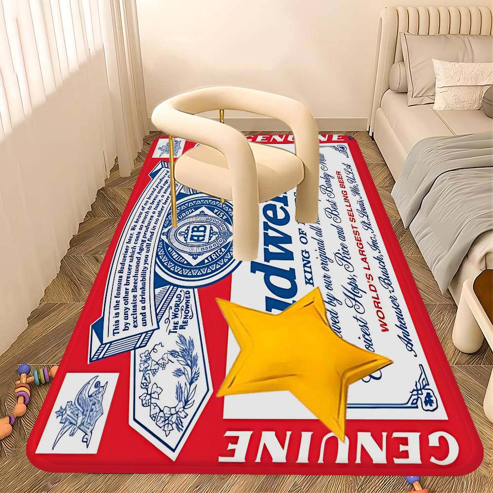 King Of Beer B-Budweiser Floor Mat INS Style Soft Bedroom Floor House Laundry Room Mat Anti-skid Household Carpets