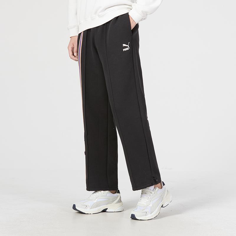 Puma Team Badge Straight-Leg Casual Sports Pants Men Bottoms Black 677376-01