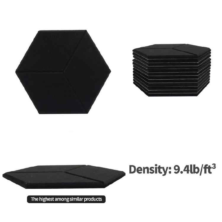 12PCS Sound Absorbing Wall Panels Polyester Texture Hexagonal Soundproof Foam Panels for Bedroom Music Room Decorations