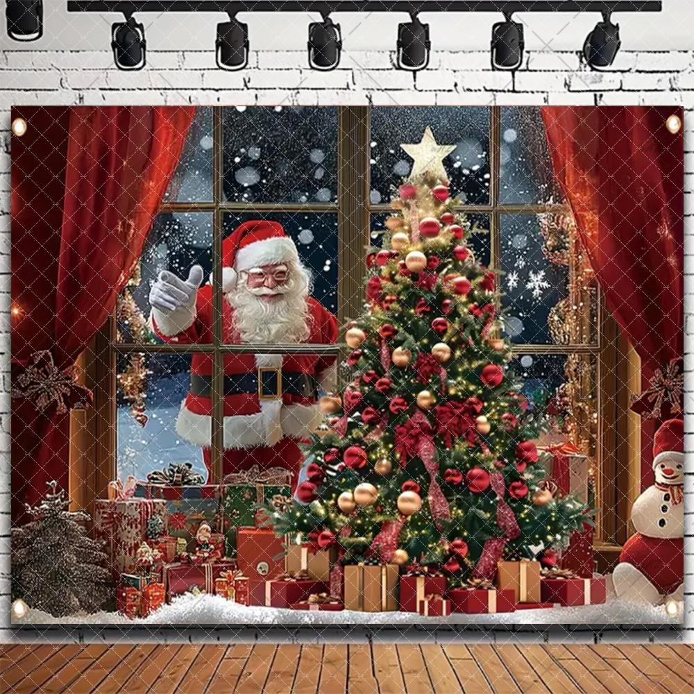 Merry Christmas Backdrop Santa Claus Xmas Fireplace Photography Background Home Family Party Decoration 2026 Xmas Photo Props301