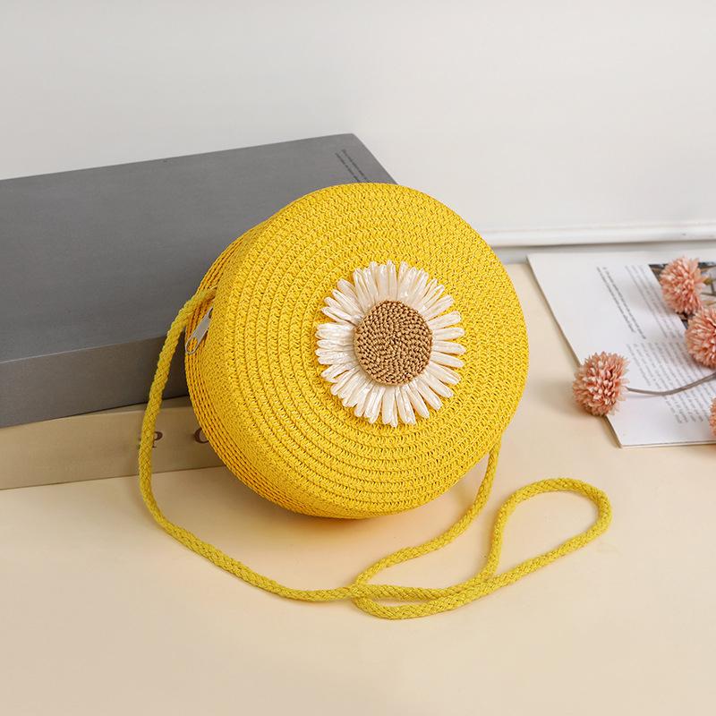 Minimalist Straw Bag Round Crossbody Purse Women Shoulder Vacation Style Small Handbag Travel Beach Bag KTY