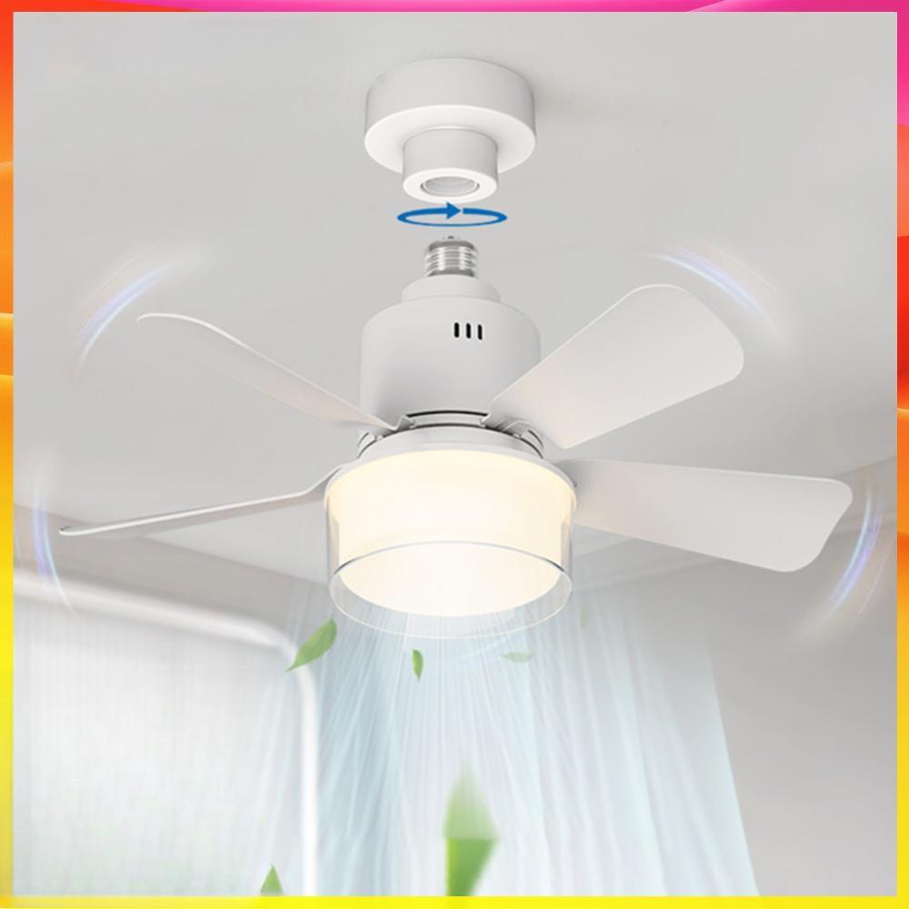 Three Wind Speed Electric Ceiling Fan Light E27 Socket Fan Lamp Living Room Bedroom Dimmable RGB Lighting Ceiling Fan