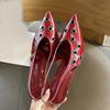Fashion Elegant Pointed Toe Back Strap High Heels Women Fashion Metal Decoration Brand Designer Shoes Comfortable Shallow Dress Shoes