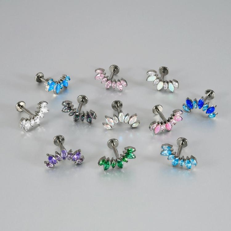 Contemporary Curved T Bar Threaded Ear Bone Studs Portable Alloy Body Jewelry