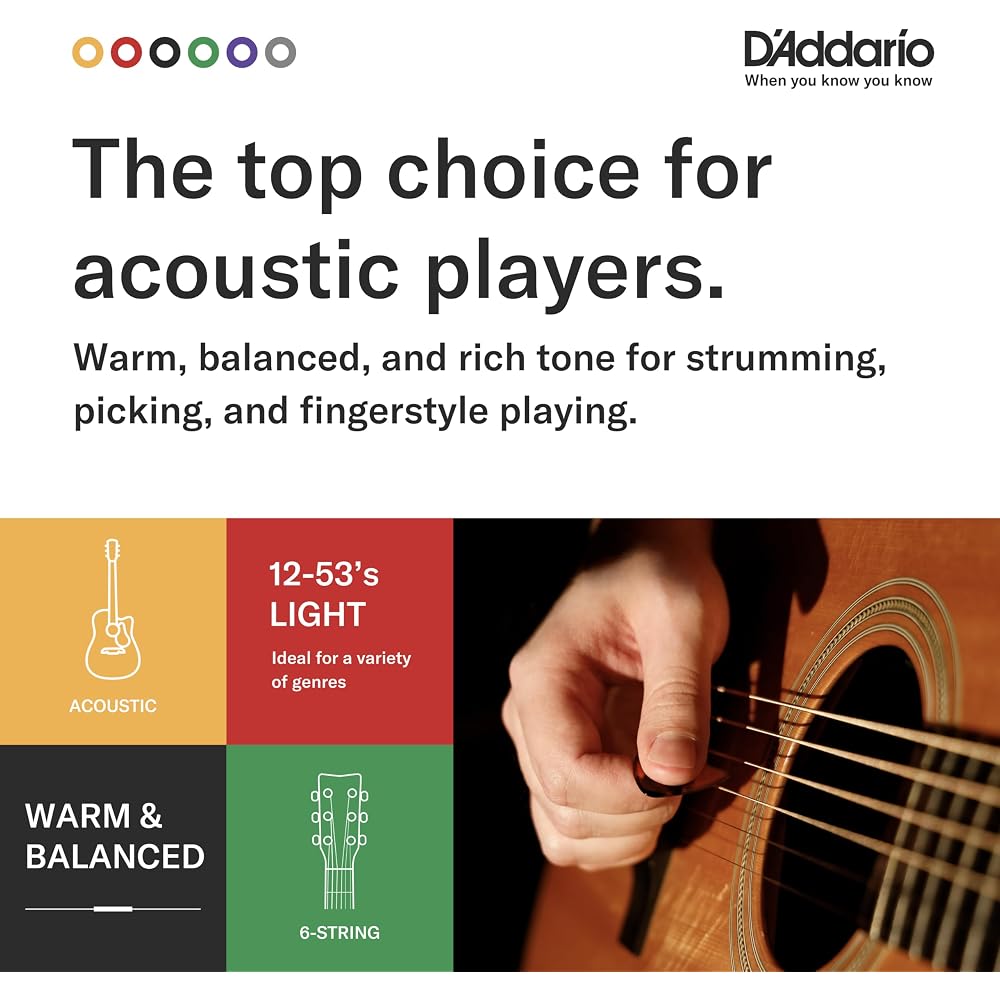 D'Addario Daddario Acoustic Guitar Strings Phosphor Bronze .009-.045 12 Strings Light EJ41 [Domes...