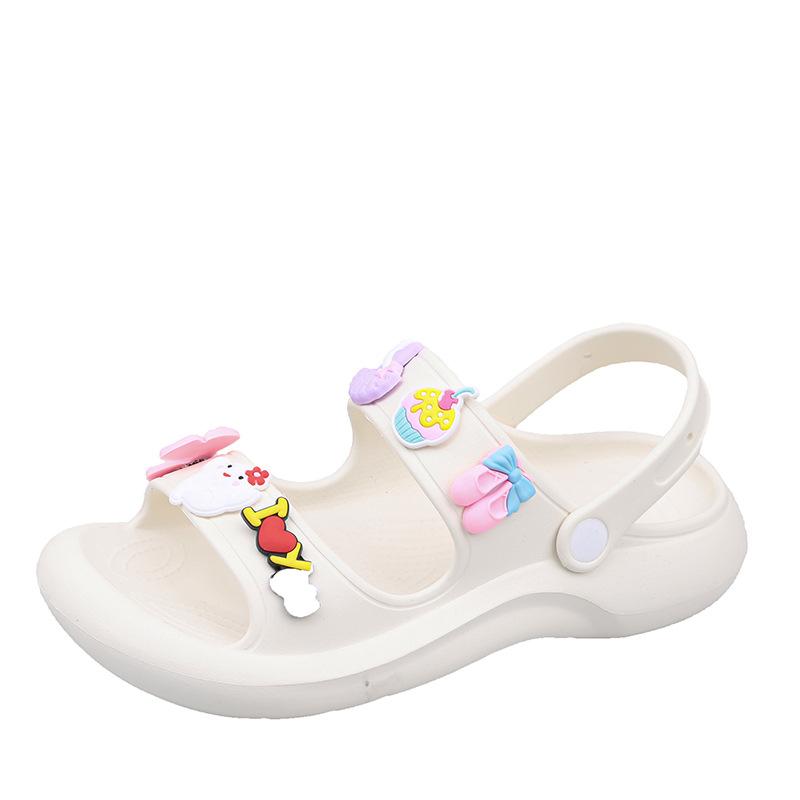 

Милые дырчатые туфли женские летние новые модные пляжные сандалии от интернет-знаменитости, трендовые, на толстой подошве, нескользящие, прохладные шлепанцы женские 36 белый