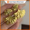 925 Sterling Silver Vintage Earrings For Women Trendy Simple Gold Leaf Shape Earring Jewelry Prevent Allergy Party Accessories