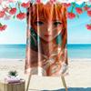 Anime Girl with Orange Hair Beach Towel Quick-drying for Travel Outdoor Sports Jogging Beach and Swimming