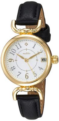 Fieldwork Ibany Analog Watch with Date Display, Leather Strap, White Dial, YM001-5, Women's, Black