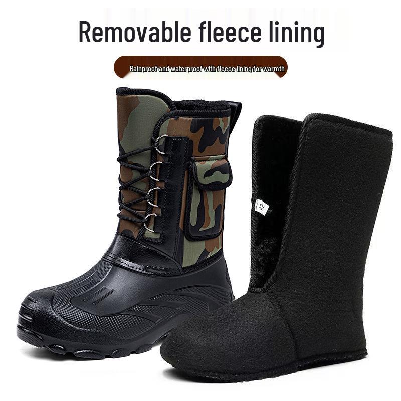 Pánské nadměrné voděodolné protiskluzové teplé sněhule s velurem a silnou bavlnou pro pohodlí v chladném počasí