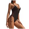 Women's One Piece Swimsuit Solid Color Beachwear Lace Up Side Design Adjustable Straps Padded Cups Swimwear