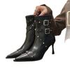 Fashion Fashionable Rivet High Heel Short Boots Pointed Toe Slim Fit Spring Autumn 2025 New Arrival Women's Ankle Boots Leisure Style