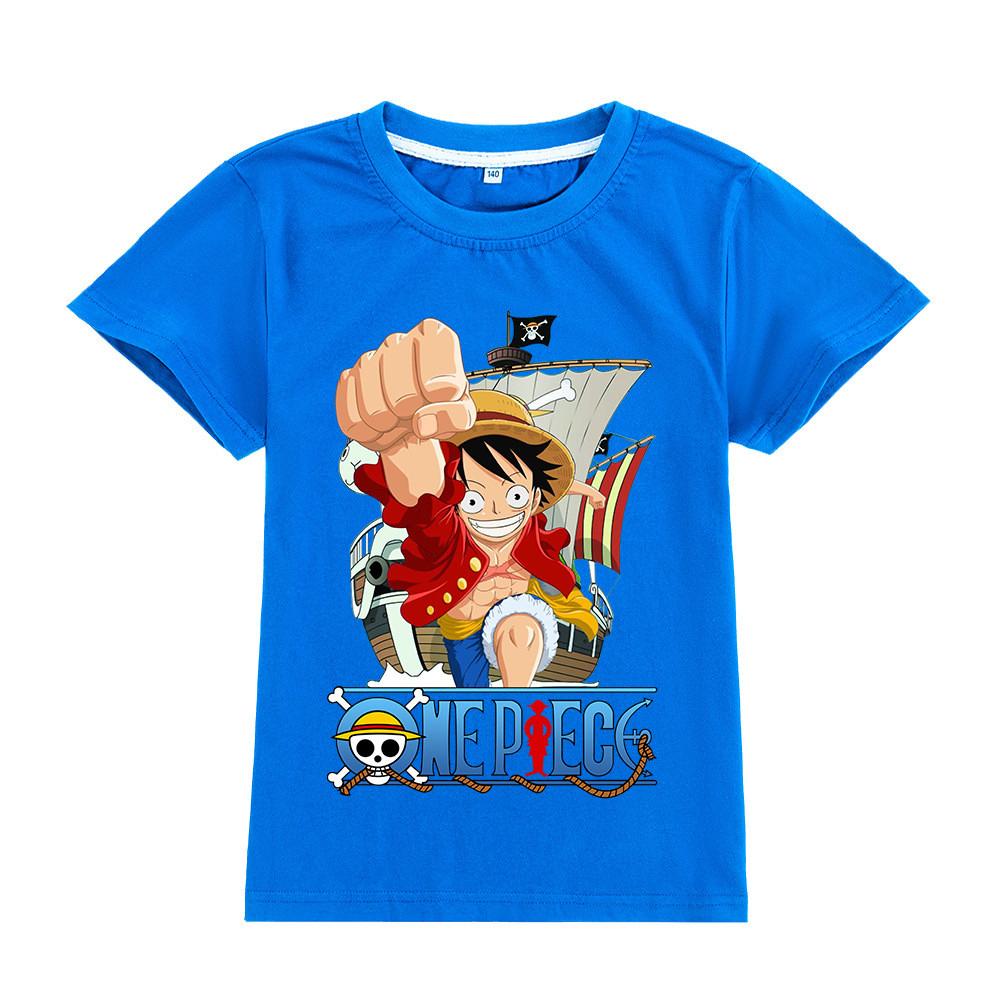 A905 Kids Boys Girls Luffy One Piece Printed Casual Short Sleeves T-shirt
