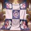 1pc 2D Pink Purple Floral Collage Theme Pattern Flannel Blanket, Soft HD Digital Print, Cooling Blanket All-Season Use! Soft And Breathable 100% Polye