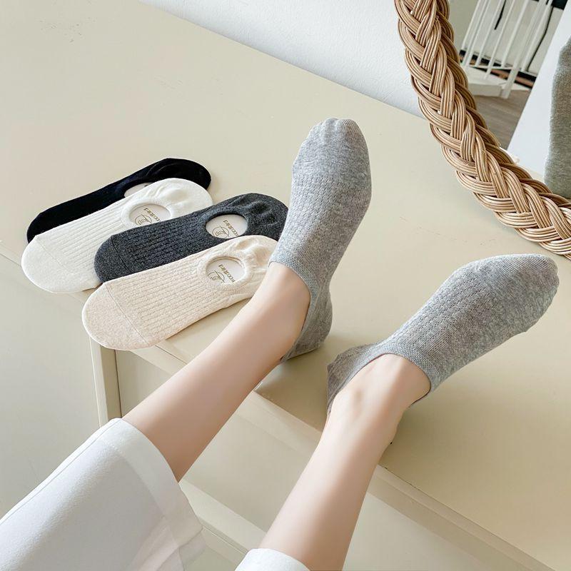 Solid Color Invisible Socks For Women, Solid Color Strips, Light And Thin, Anti-Pilling, And Non-Falling With Silicone Anti-Slip Boat Socks