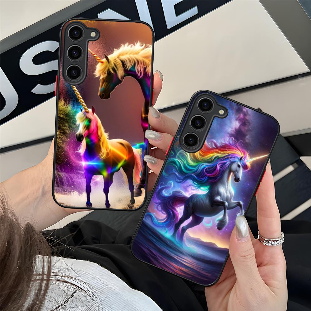 Fantasy Unicorn Mobile Phone Case for Samsung Galaxy S25 S24 S23 S22 S21 Plus FE Ultra Colorful Silicone Cover Cellphones Luxury