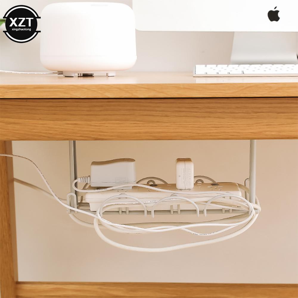 

Under Table Storage Rack Wire Cable Shelf Basket Desk Rack Electric Organizer Box Hanging Storage Cabinet Holder Wire Organizers сірий колір