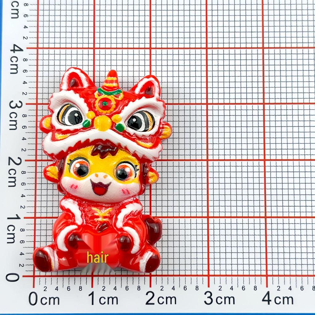 New Year Festive Lion Resin DIY Hair Clip & Keychain Accessories