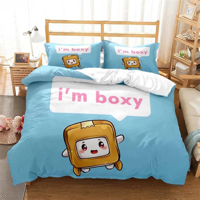 Lankybox Cartoon Bettwäsche-Set für alle Jahreszeiten Weiche Bettwäsche mit Kissenbezügen Einzel-, Doppel-, Queen-, King-Size