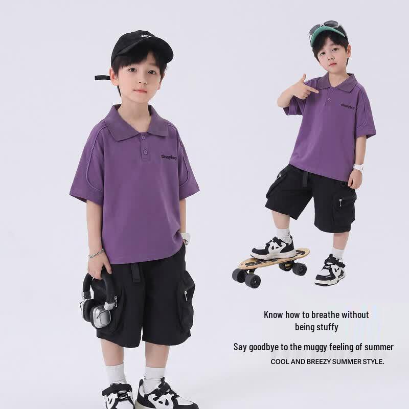 Youyou Tonghua Boys' Summer Cotton POLO Shirt