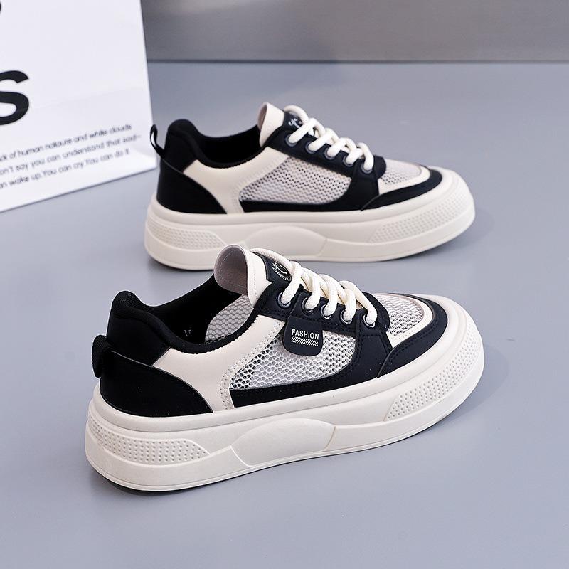 Fashion Zapatos De Mujer New Women Flat Sneakers Summer Mesh Breathable Rubber Surface Leisure Shoes Women Lace-up Vulcanized Shoes 2025