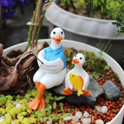 2 Stück süße Entenstatuen, wasserdicht, UV-beständig, lustige Cartoon-Ente, Gartenfiguren für drinnen und draußen