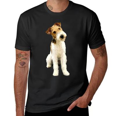 Tričko s hlavou Foxteriéra Wire Fox Terrier, topy pro kluky, zvířecí potisk, pánská trička nadměrných velikostí