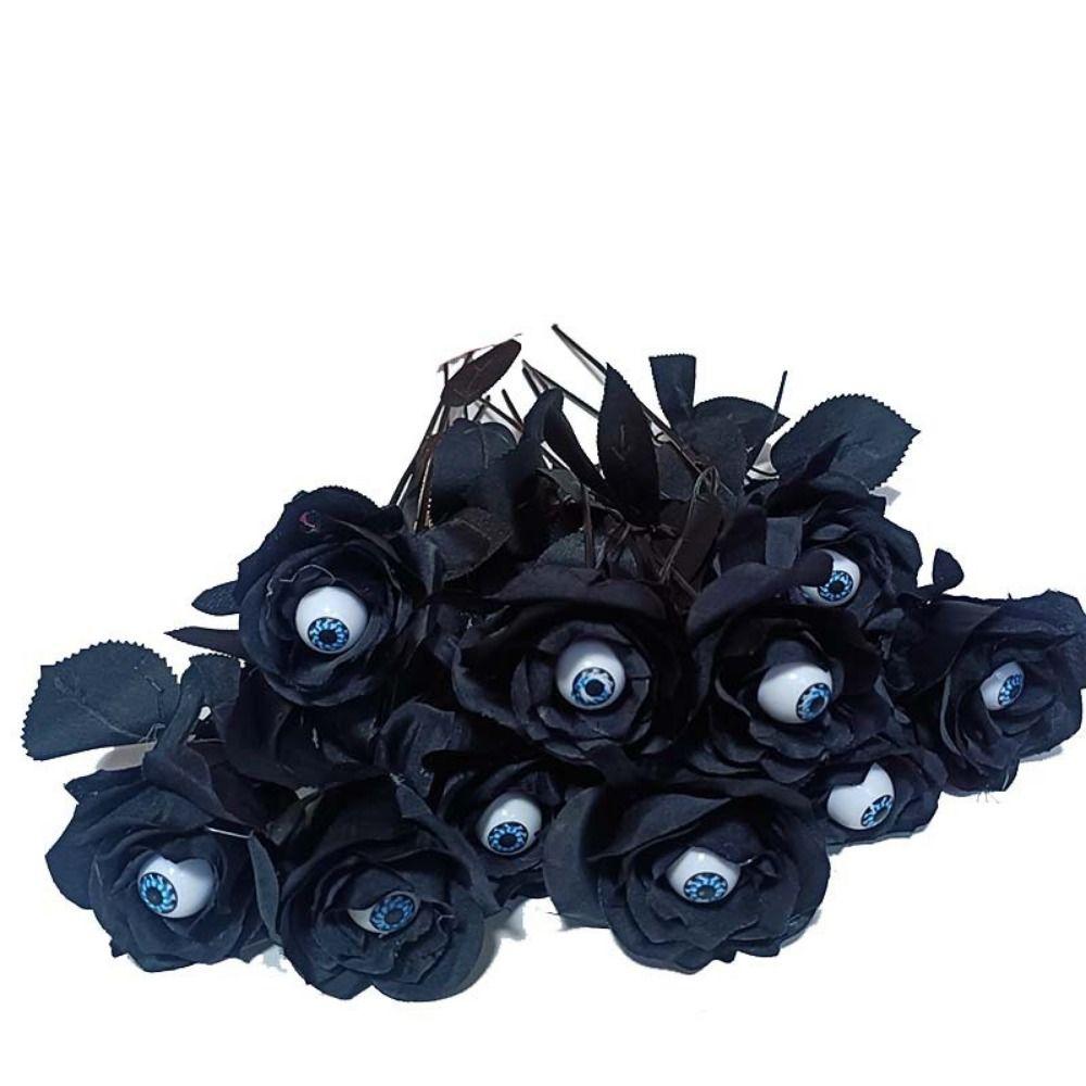 Funny With Eyeball Halloween Eyeball Rose Handmade Exquisite Eyeball Fake Flower Simulation Artificial Black Rose Home Decor