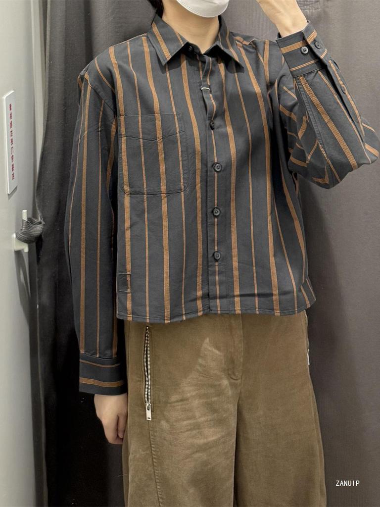 Unisex Striped Oxford Cloth Shirt Jacket for Autumn/Winter