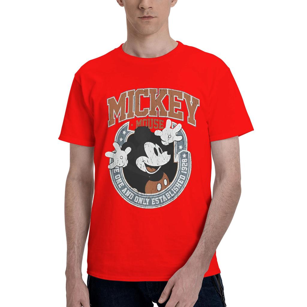 Disney Mickey Mouse Men's Casual Cartoon Print Short Sleeve T-Shirt Men Women T Shirt Cotton Tee Parent-Child Clothing 100-4XL