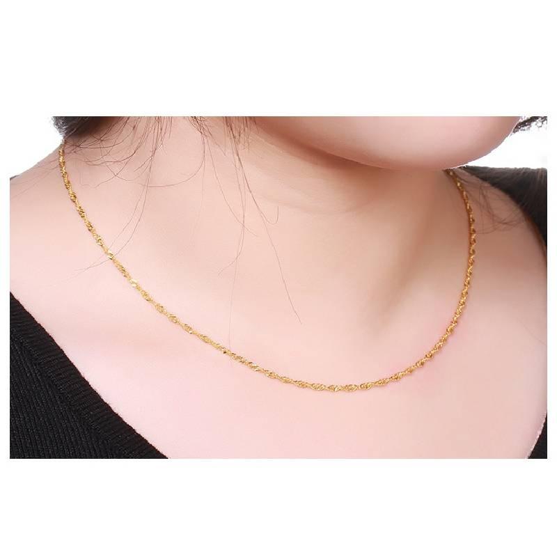 Exquisite 2mm Small Double Wave Necklace Crafted From Pure Brass With 24k Gold Plating Ideal For Women