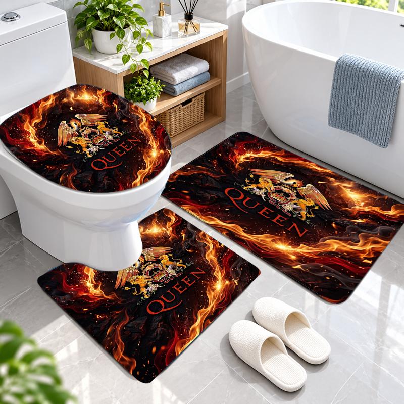 3Pcs Flannel Toilet Mat Set Queen Bathroom Rug Bath Carpet Non Slip Home Decor