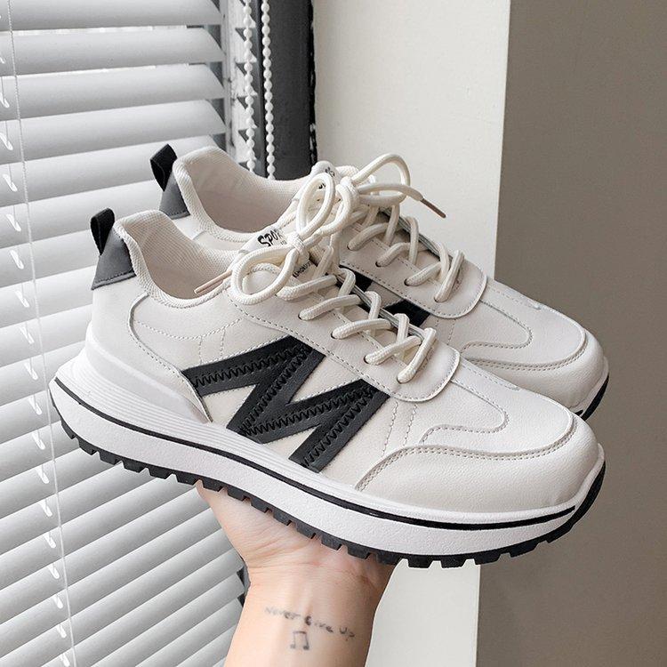 Herbst- und Winterschuhe für Damen, Damen-Sneaker, Weiße Sneaker, Low-Top mit runder Zehenpartie, Schnürschuhe, Freizeitschuhe