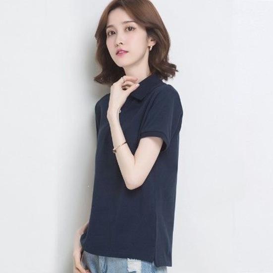 Women's Basic Solid Color Short-sleeved POLO Shirts Summer Knitted Tops Daily Casual Models Can Be Machine Washed and Dry Cleane