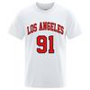 Los Angeles 91 Team Uniform Letter Printed USA City T-Shirts Unisex Summer Loose Short Sleeve Cotton Breathable Oversized T Shirt