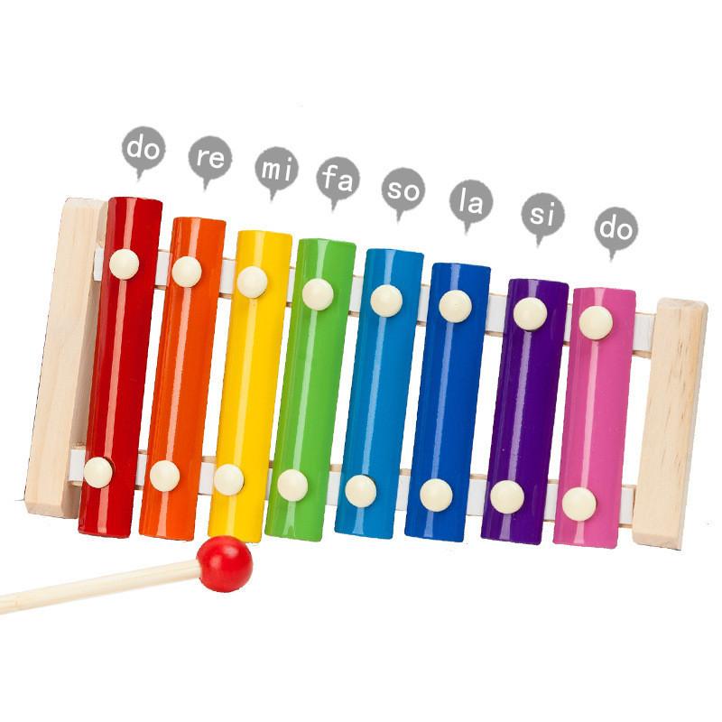 Colorful Wooden Eight Tone Xylophone For Kids With Interactive Bead-spinning Bug Design