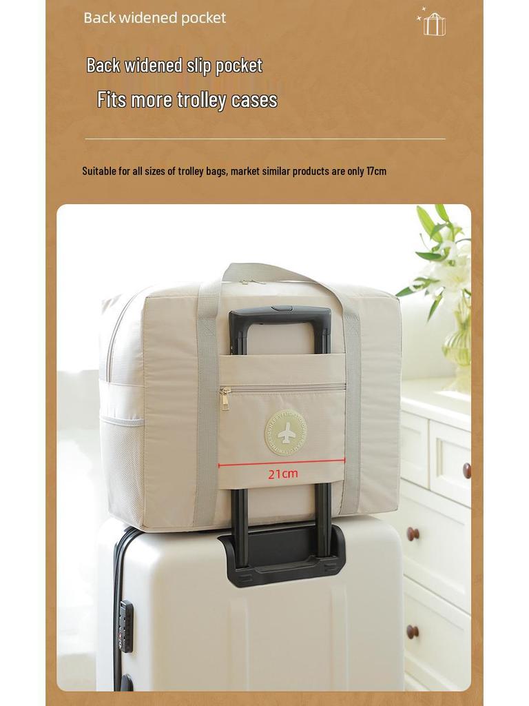 Extra Large Japanese Trolley Bag - Solid Color, Foldable, Round Label, Travel & Quilt Storage