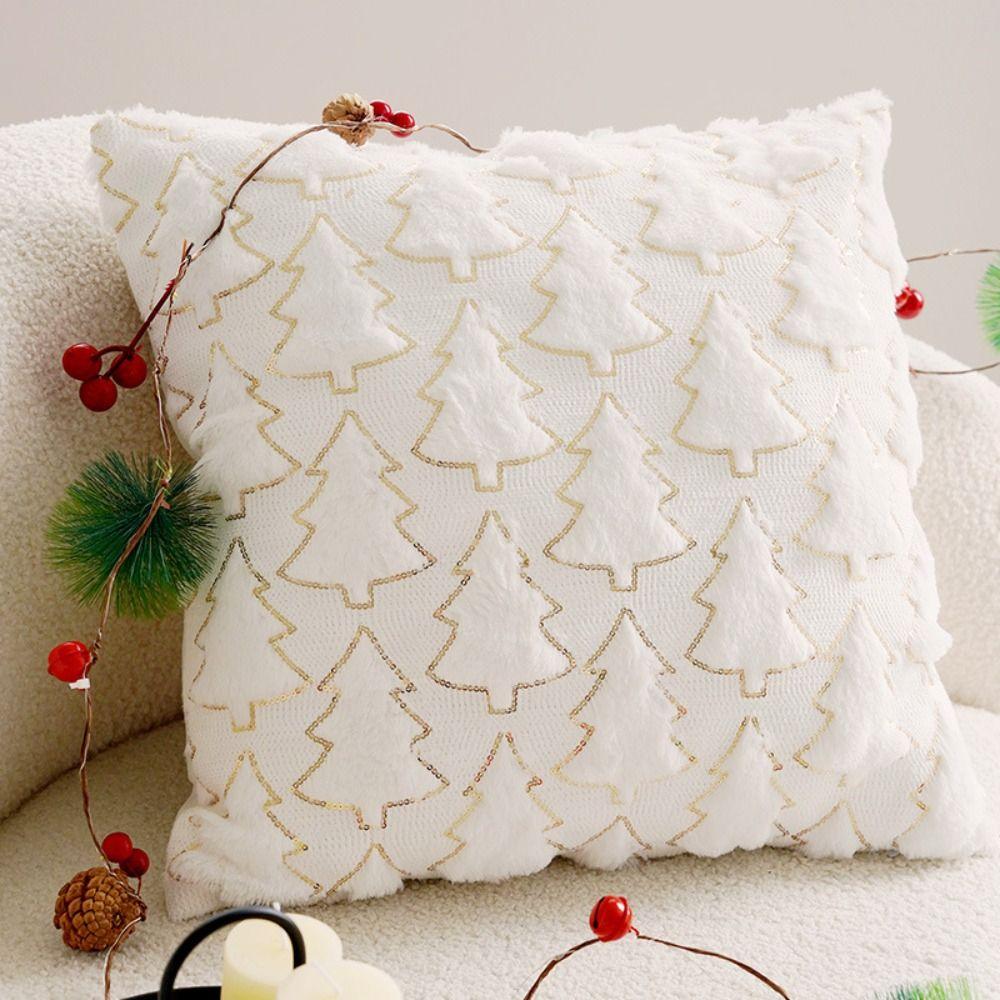 Green Throw Pillowcover INS Style Cushion Cover Christmas Plush Pillowcase Living Room/Office