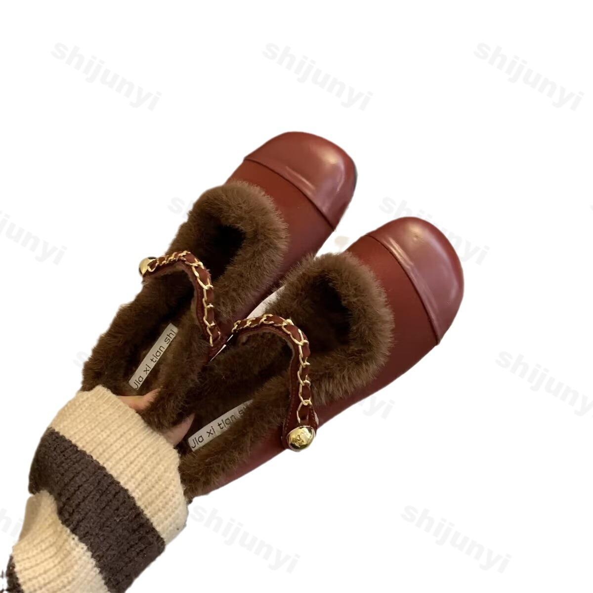 Зимние плюшевые туфли для женщин — фото 7