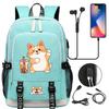 Zaino carino Shiba Inu per adolescenti ragazzi con USB, Borsa di grande capacità per il ritorno a scuola per studenti, Viaggi quotidiani