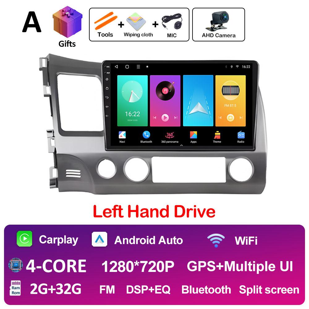 Android Auto Wireless Carplay For Honda Civic 8 2005 2006 2007 2008 - 2012 Car Multimedia Video Radio Player GPS Navigation WIFI