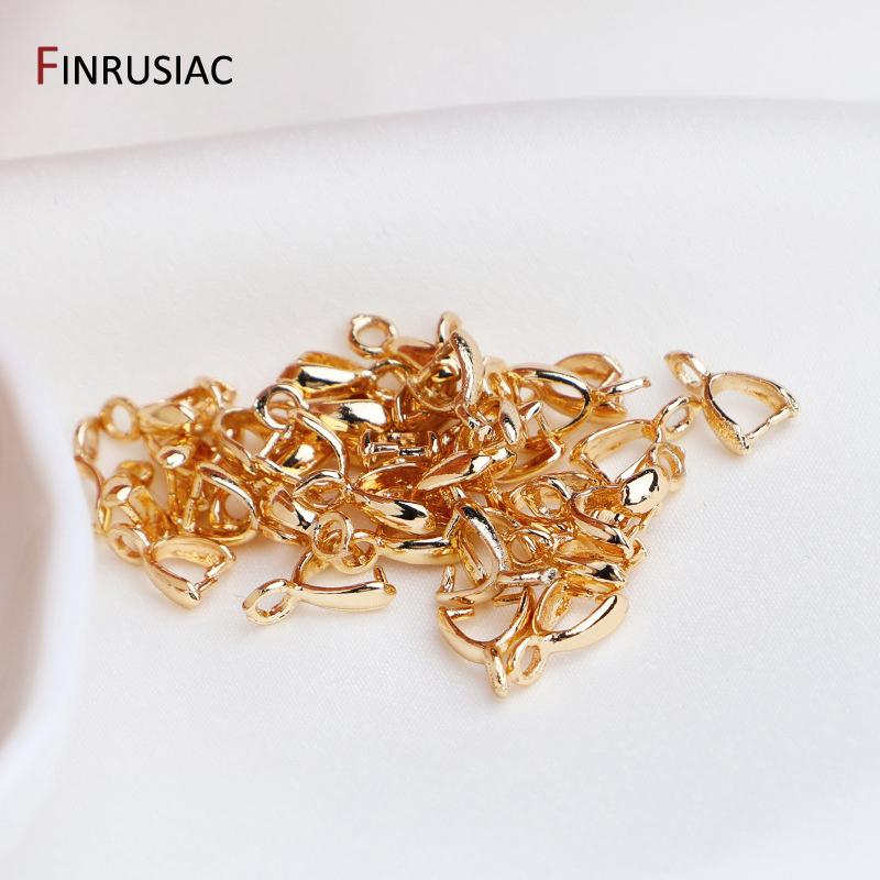 14K Gold Plated Brass Leaf Shape Pinch Bail Clasp For DIY Pendant Clip Connector Necklace Jewelry Making Accessories Findings