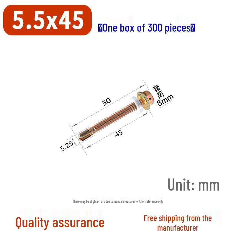 Sechskant-Selbstbohrschraube für Farbstahl und Dachziegel aus Harz mit verlängerter Bohrspitze