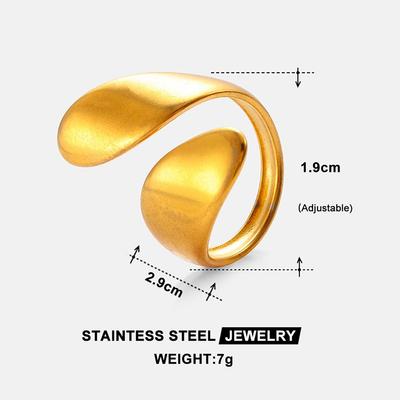 Trendy Women's 18K Gold Open Geometric Waterdrop Stainless Steel Ring