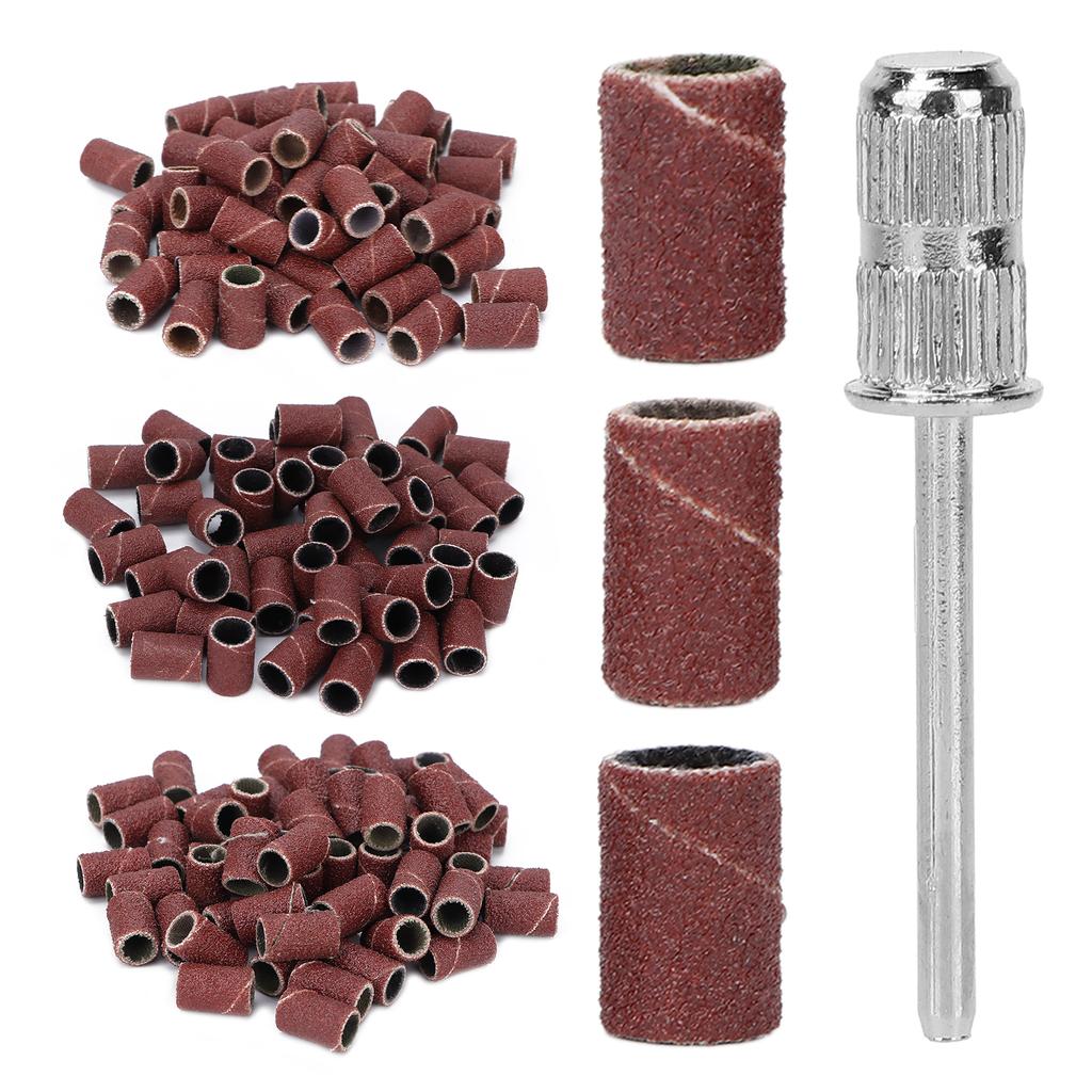 210pcs Brown Sanding Bands Nail Art Sanding Bands Replaceable Nail Sanders with Nail Drill Shaft