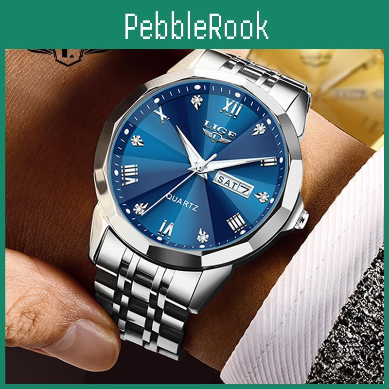 Lige Fashion New Watch Mens Luxury Business Quartz Watch Stainless Steel Waterproof Watch Night Glow Date Chronometer Watch
