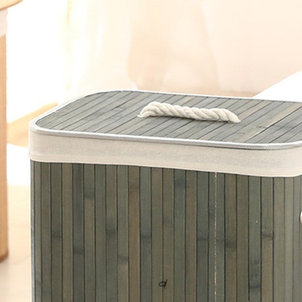 Foldable Laundry Basket Grocery Basket Bamboo Large Capacity Dirty Clothes Storage Bucket for Home