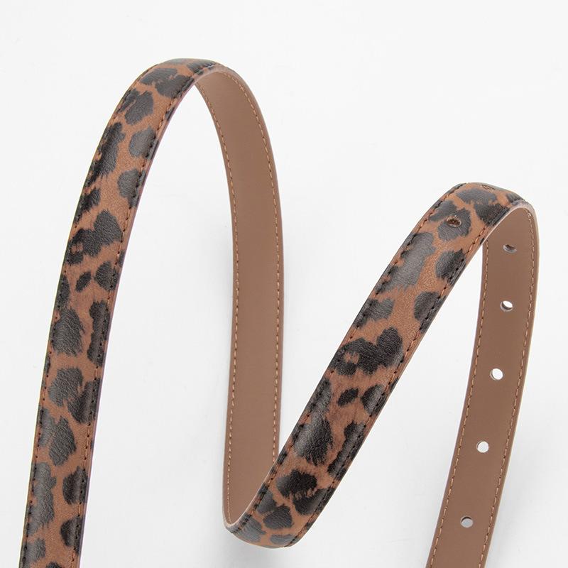 Leopard Leather Pattern Fine Leather Belt for Women Fashion Alloy Pin Buckle with Jeans Decorative Belt for Women
