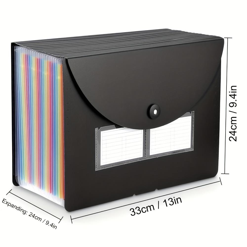 Pockets File Folder Accordion File Organizer/Portable Expandable Plastic Filing Box,Paper/Document/ with Colored Tabs