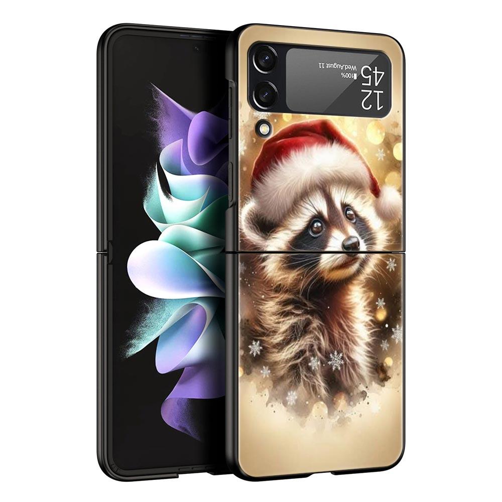 Mapache Hard PC Phone Case For Samsung Galaxy Z Flip 7 6 5 4 Black Cover For Galaxy Z Flip 3 Foldable Shell Fundas Capas Coque